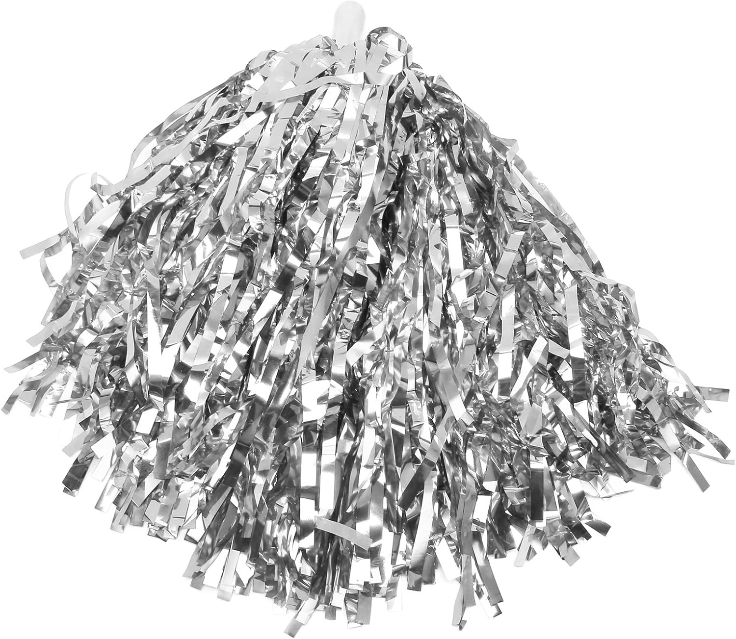 24 Pcs Metallic Cheerleading Pom Poms for Kids Foil 12 Inch, Team Spirit Sports Dance Party (Silver) image number 6