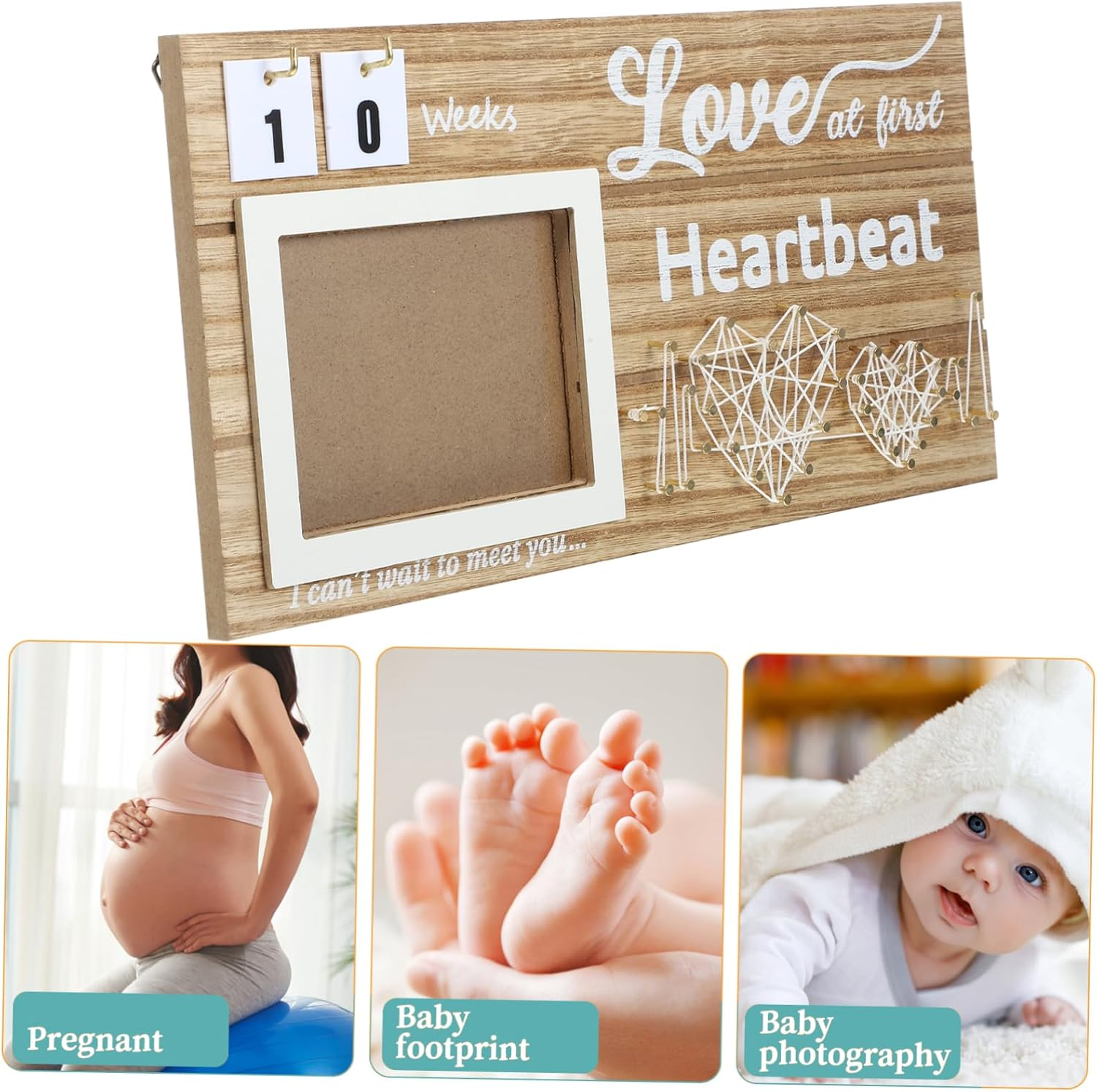 Yardwe Photo Display Frame for Sonogram for Showers Parents Nursery Decor Elegant Keepsake For image number 3