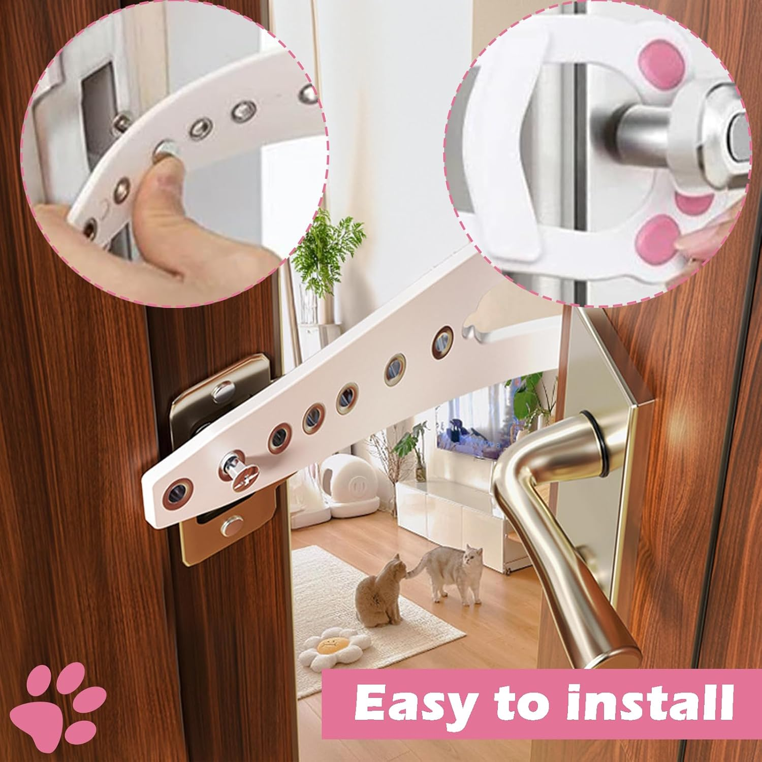 Treayes Pet Door Holder, Cat Door Latch Easy to Install Keep Dogs Out for Bedroom (White) image number 1