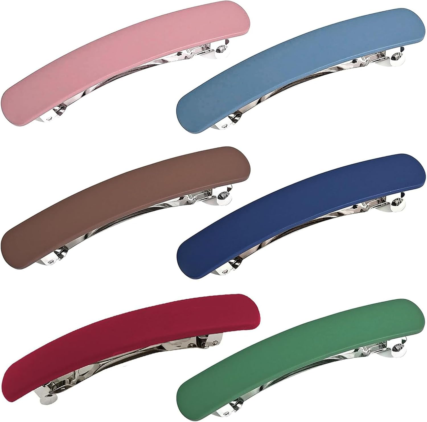 Hair Slides Hair Barrettes for Women,6 Pcs French Hair Clipscolored Hair Barrettes Flat Hair Barrettes Automatic Barrette Hair Clips for Women Thick Fine Hair