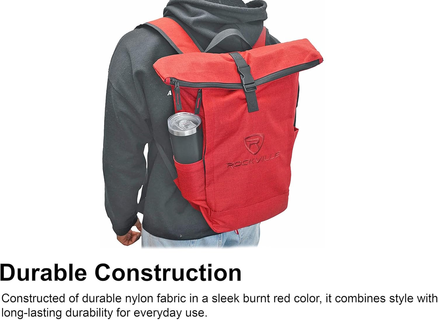 Rockville RPAK Durable Backpack with Padded Laptop Pocket, Spacious Main Compartment, Hidden Side Zipper, and Beverage Holder image number 1