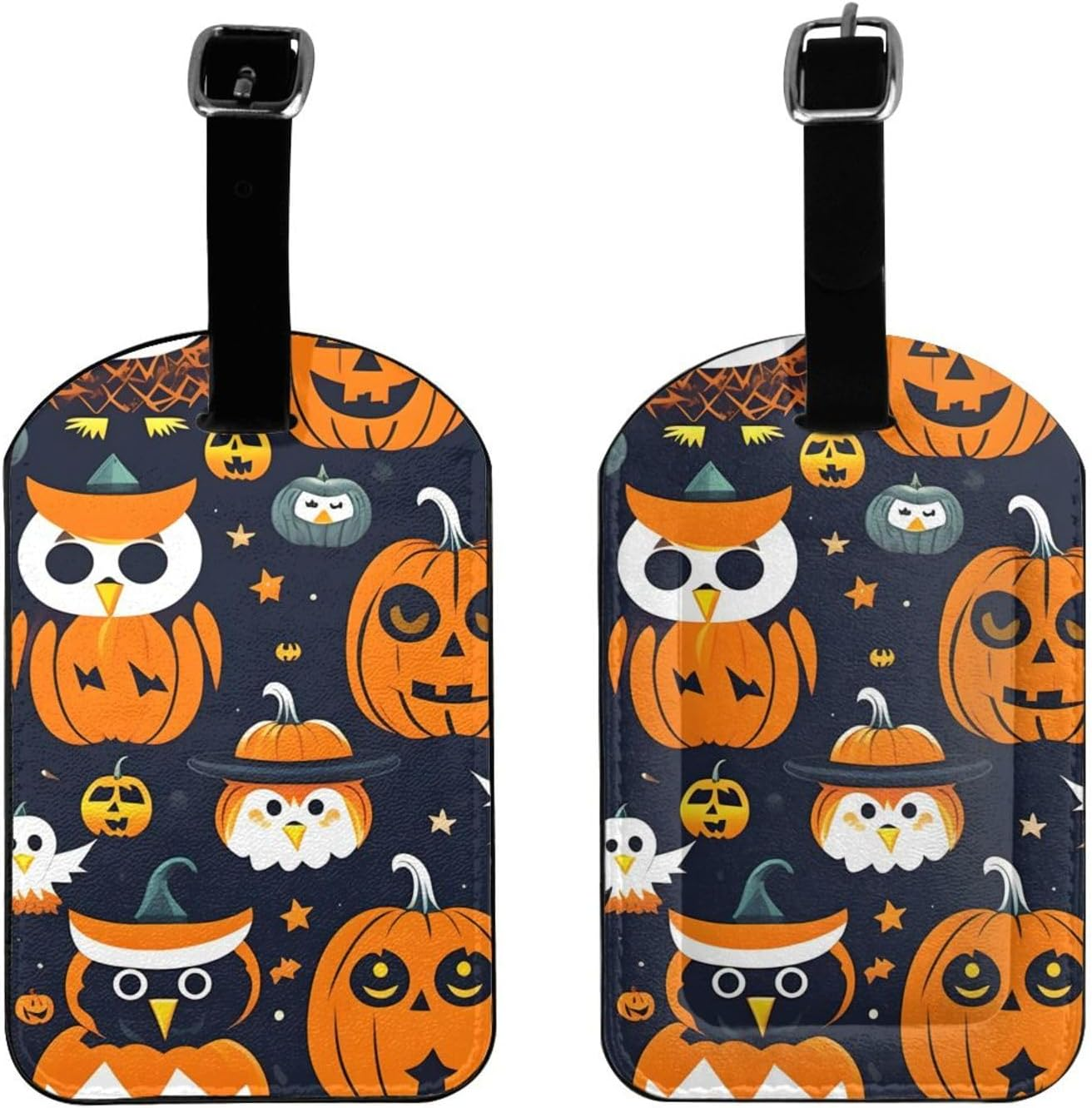 Halloween Owl Ghost Pumpkin Print Elegant Tag Stylish Tag Luggage Tag 4.3 X 2.76 Inch for Suitcases Travel Bags image number 3