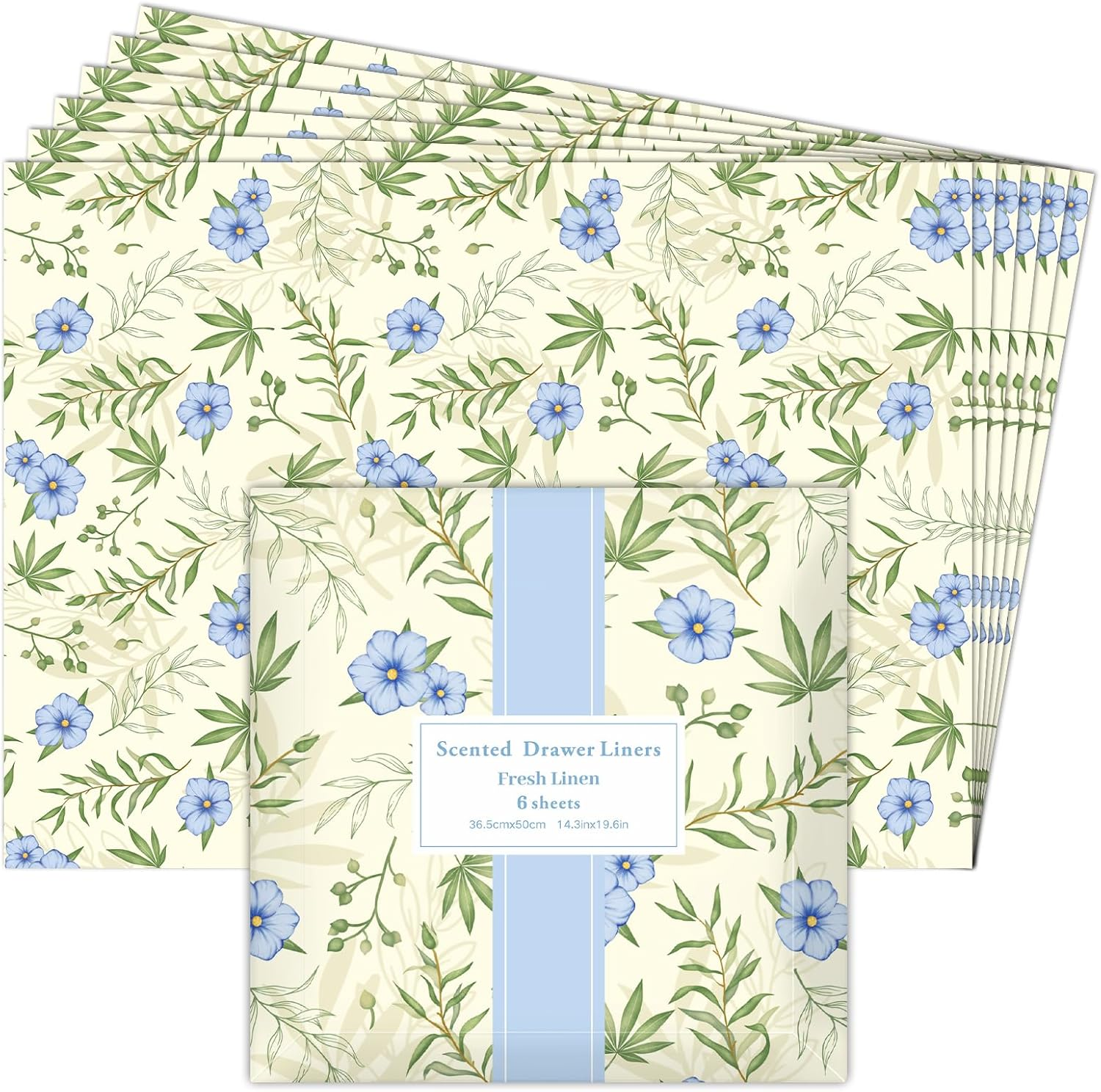 LA BELLEF&Eacute;E Scented Drawer Liners, Fresh Linen Fragrance for Home, 6 Sheets (14.3 X 19.6 Inches) for Dresser, Bedroom, Closet, and Shelf Organization