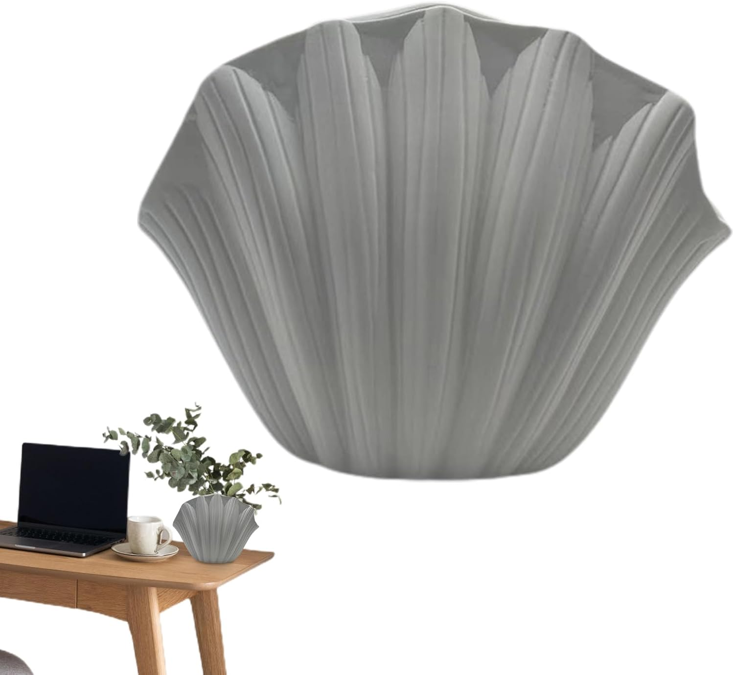 Shell Vase - Sea Shell Pots | Coastal Shell Vase for Home Decor, Uniques Ceramic Seashell Flower Vase for Living Room, Oceanss Seashell Vase for Bookshelf, Mantel