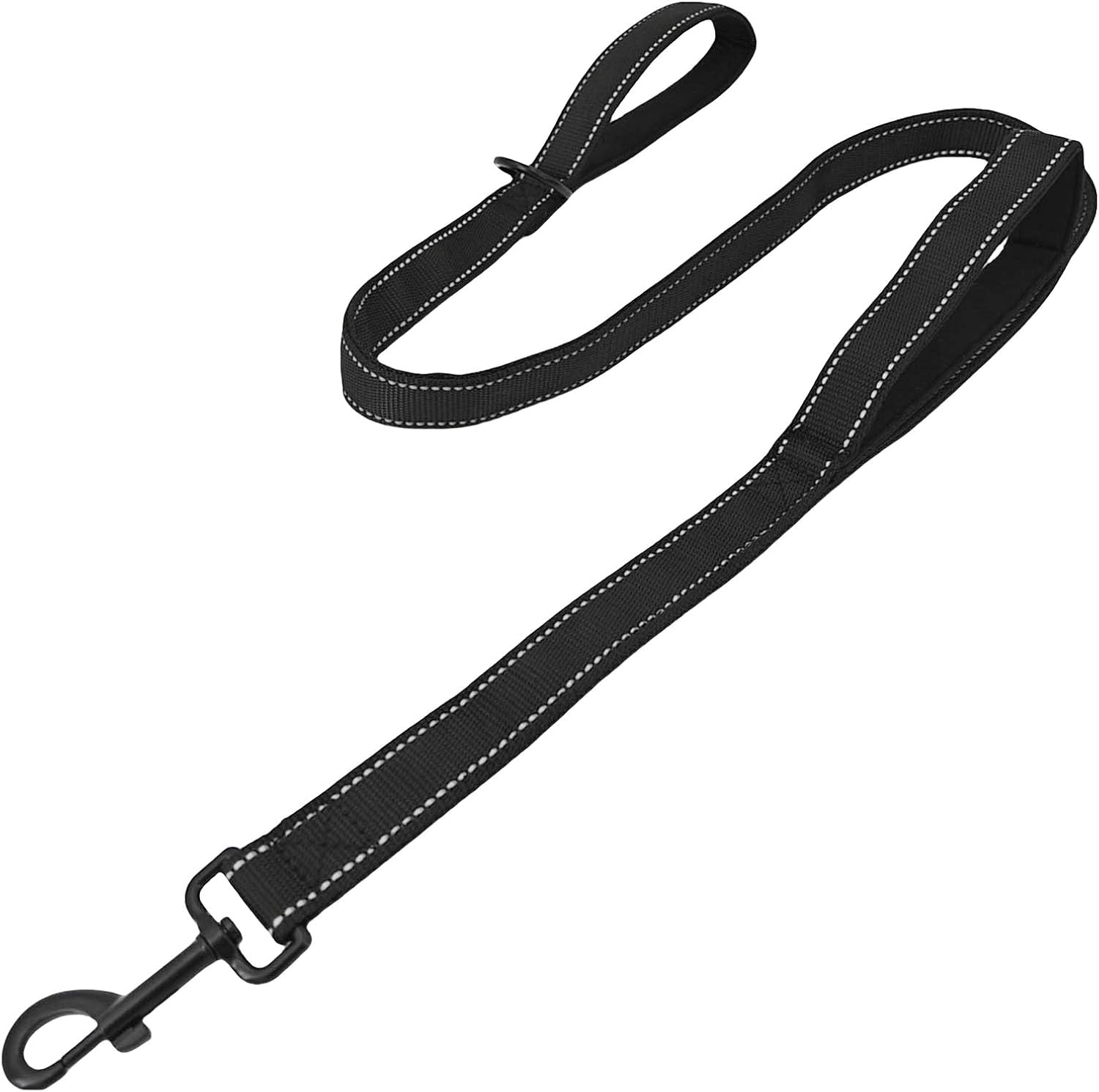 Solmoony 4FT Black Strong Dog Leash with 2 Padded Handles, Traffic Handle Extra Control, Double-Sided Reflective Walking Lead for Small Medium and Large Dogs(Black, 4FT) image number 6