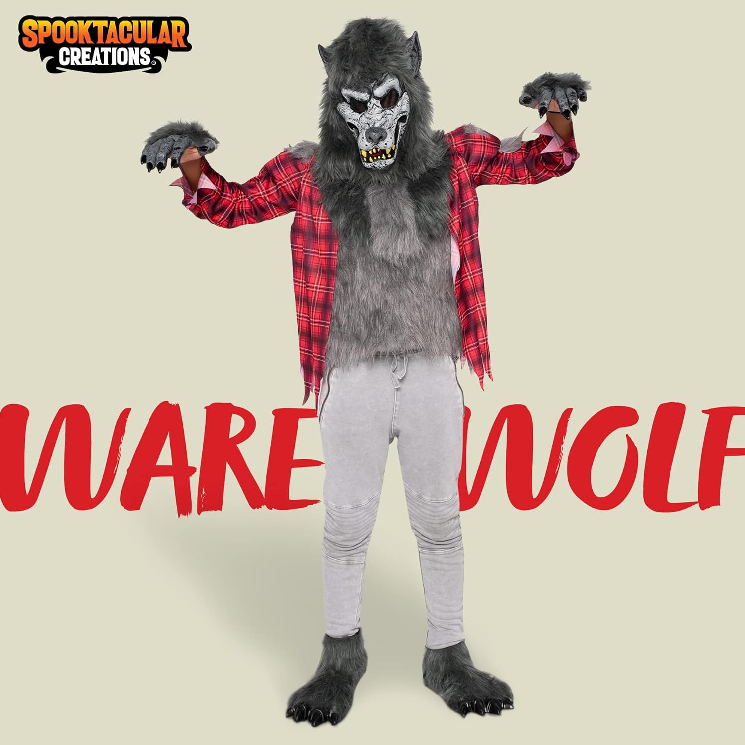 Spooktacular Creations Boy Howling Werewolf Costume with Mask, Halloween Costume for Kids, Wolf Outfit Kids image number 3