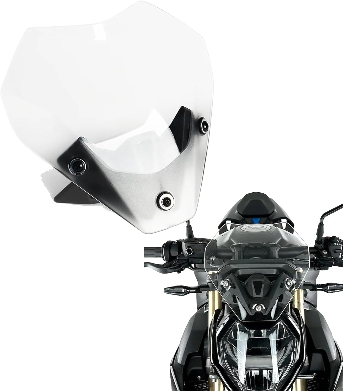 Motorcycle Wind Deflector Screen Windshield Spoiler Windscreen Shield Spoiler Fit for BMW S1000R S 1000 R 2021-2025 (Black)