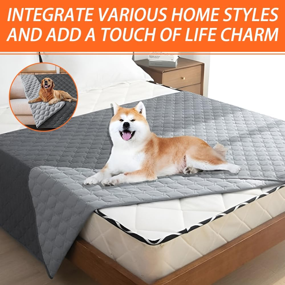 Waterproof Dog Bed Cover Anti-Slip Dog Couch Washable Pet Blanket Cover Waterproof Protector Cat Bed Couch Cover for Furniture Bed Couch Sofa 130X200Cm (Grey) (130 * 200) image number 5