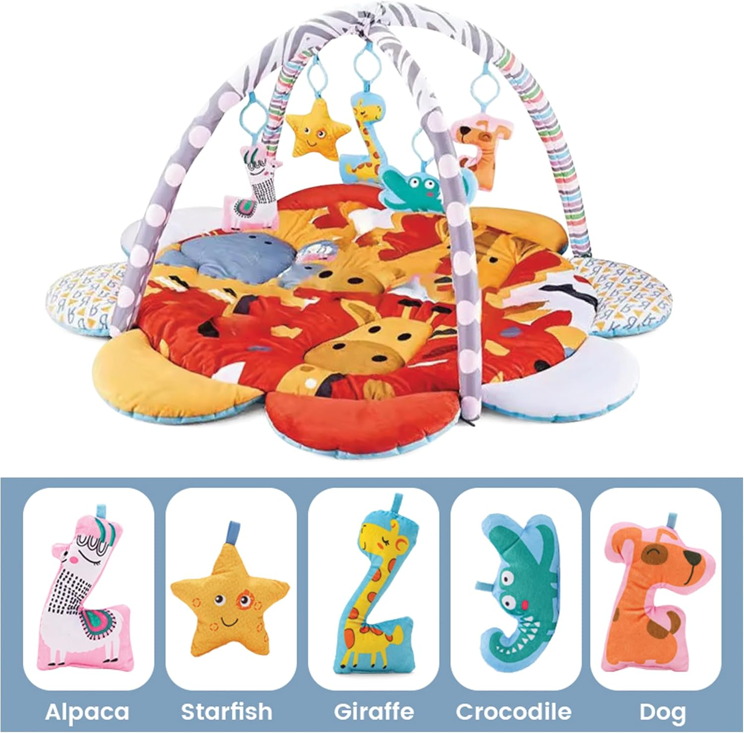 Baby(Giraffe) Play Mat with 20 Ocean Balls Soft Padded Activity Gym for Tummy Time| Colorful Animal Theme &ndash; for Infants and Toddlers image number 4