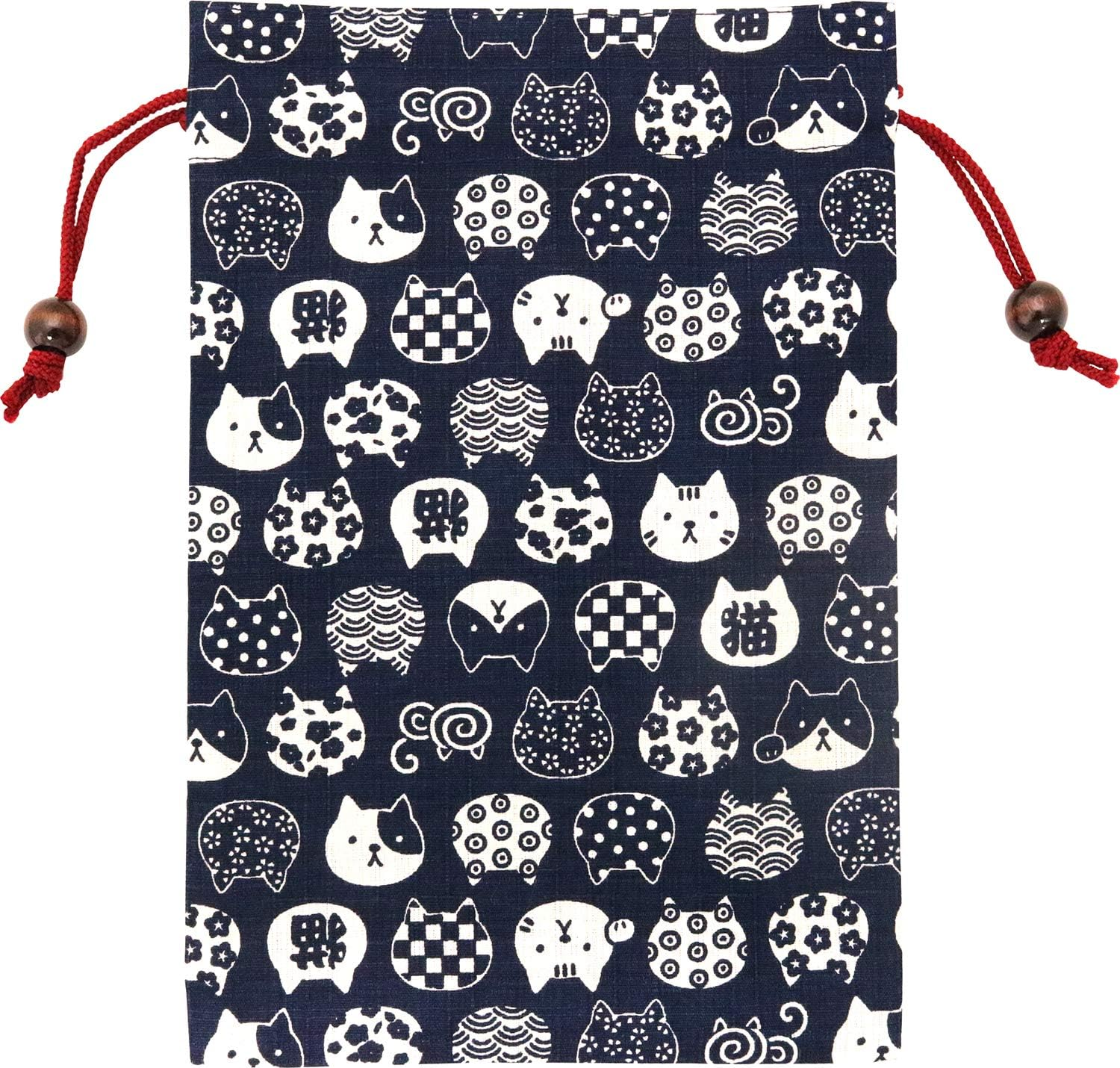 Kyoyu Goshuin Book, Drawstring Bag, Case, Goshuin Book, Nyankon, Cat, Navy Blue, 7.1 X 10.4 Inches (18 X 26.5 Cm) image number 2