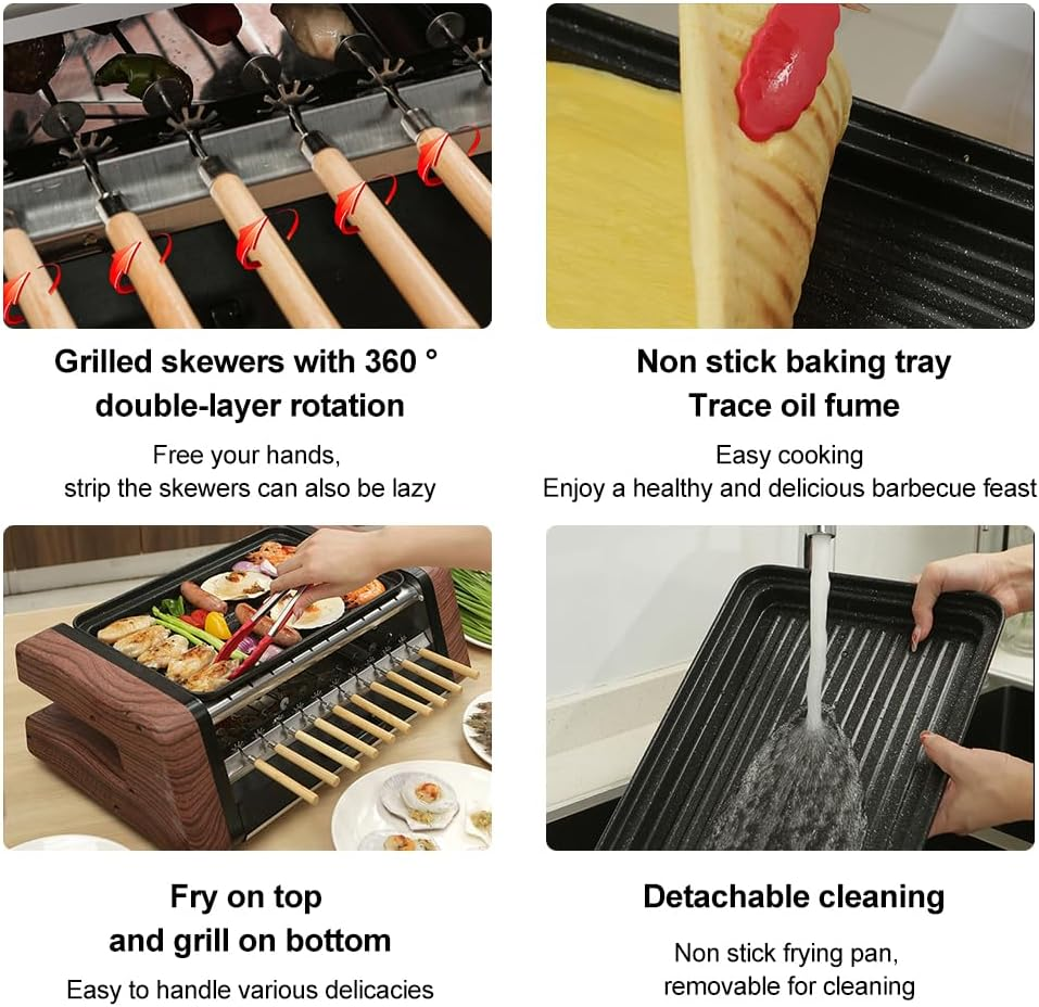 Indoor Smokeless Grill, 1800W Commercial Automatic Electric Grill Barbecue Oven Grills with Non-Stick Baking Pan Suitable BBQ Equipment for Indoor and Outdoor Camping image number 3