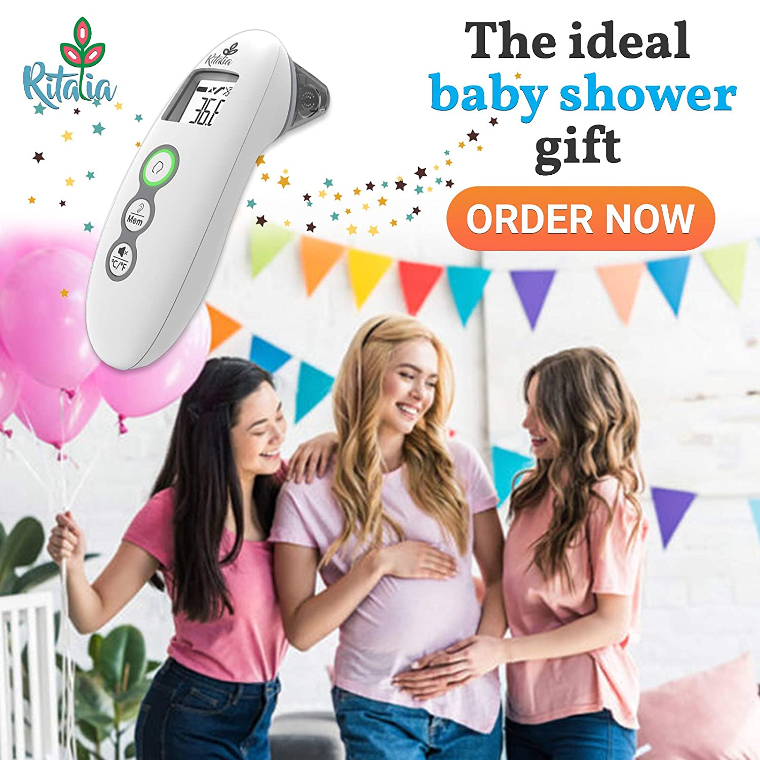 Ritalia&reg; Baby Thermometer with Forehead and Ear Mode for Adults Babies Toddlers and Infants - Touch-Free Operation, Rapid 1-Second Digital Thermometer for Accurate Readings Fever Alert image number 6