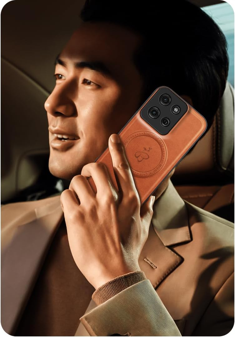 Luxury Mobile Phone Case for Motorola Moto G75 5G - Leather Protective Case with Integrated Magnetic Ring (Compatible with Magsafe Accessories) - Blue image number 4