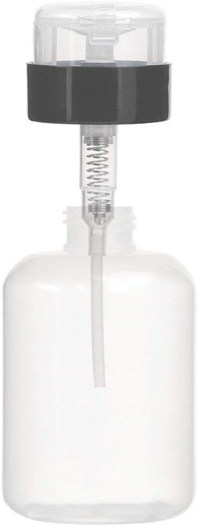 AKOAK Pack of 2 Push down Empty Lockable Pump Dispenser Bottle for Nail Polish and Makeup Remover,200Ml(6.8Oz),Black and White Top Cap