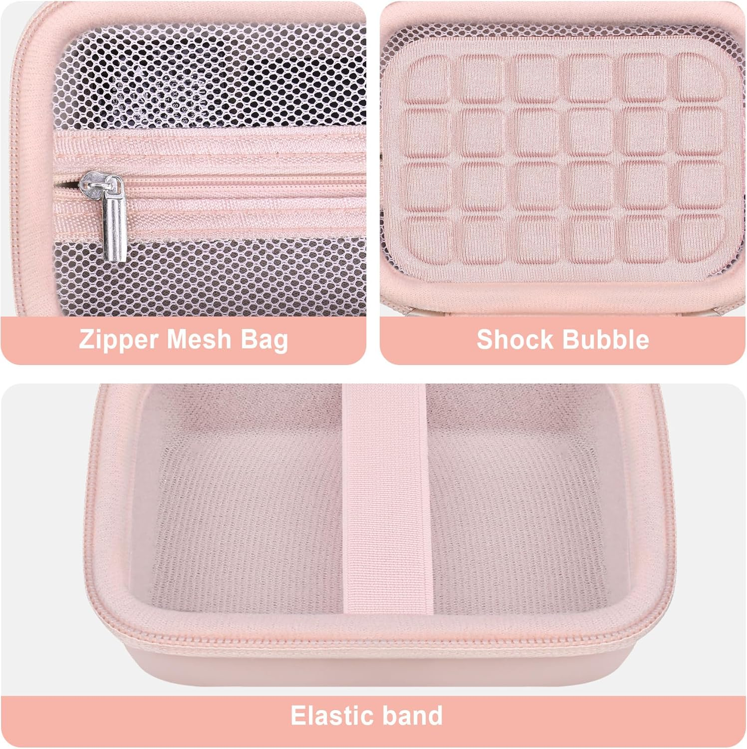 Supmay Digital Camera Case Compatible with Kodak PIXPRO FZ55 FZ45 Friendly Zoom Digital Camera, Vlogging Camera Storage Holder Travel Bag with Mesh Pocket for Battery, USB Cable, SD Card, Pink - Black image number 4