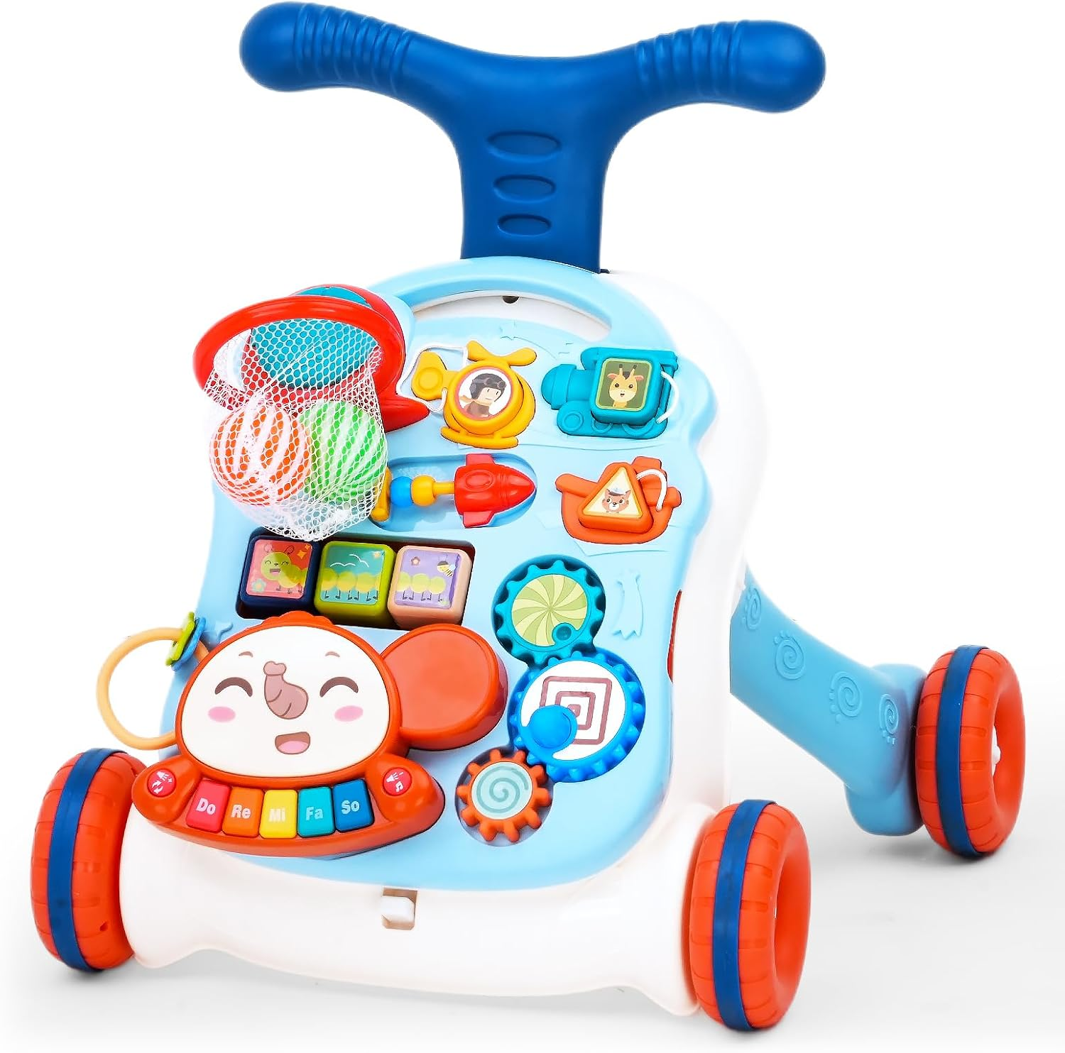 2 in 1 Baby Walker, Educational Baby Activity Center with Detachable Game Panel, Toddler Push Toy with Music Learning Toy for Infant Boys Girls image number 1