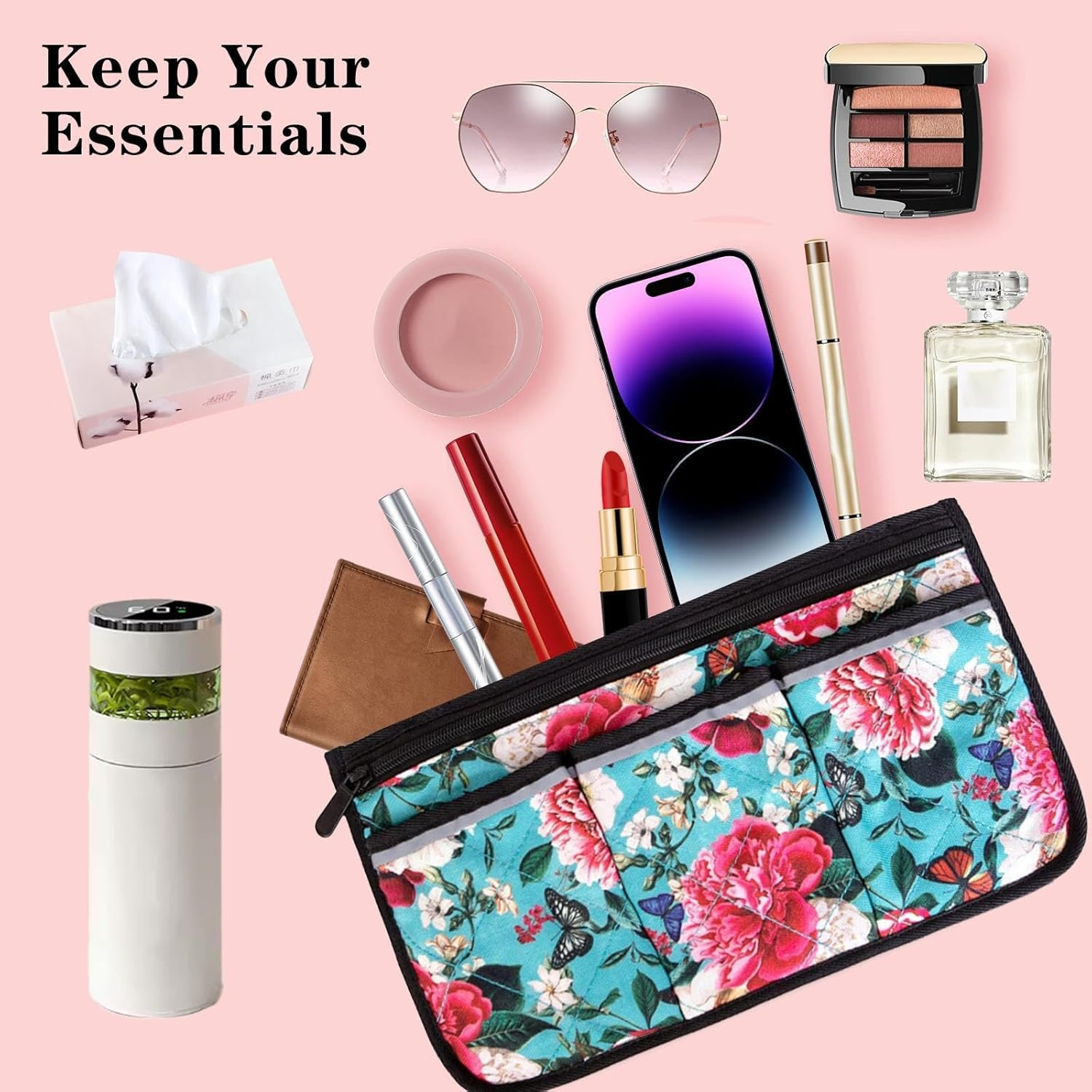 Printed Wheelchair Bags to Hang on Side-Walker Bags and Pouches-Pouch for Walkers for Seniors-Bag for Walkers for Seniors with Pockets-Wheelchair Side Bags for the Armrest-Wheelchair Accessories Bags image number 6