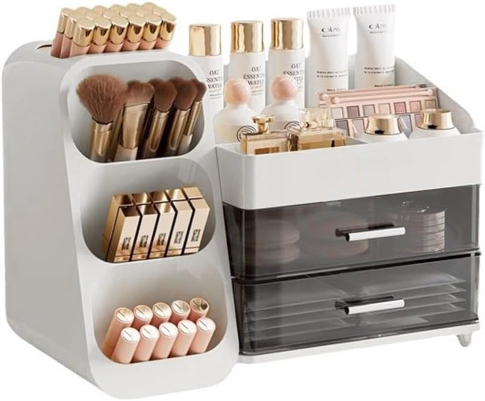 Makeup Organizer with Drawers &ndash; Large Cosmetic Storage Box with Brush Holder, Skincare Organizer for Vanity, Bathroom, or Dresser image number 2