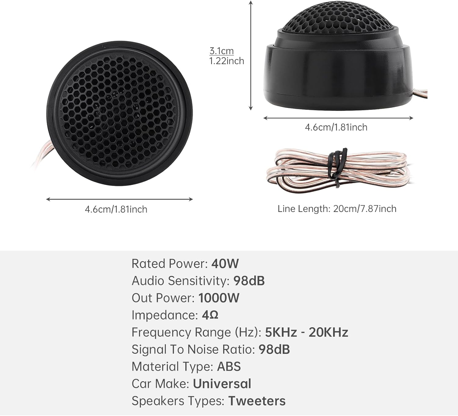 Car Tweeters, 2Pcs Universal 1000W Car Speaker Dome Tweeter Sound Vehicle Auto Music Stereo Modified Loud Speakers image number 2