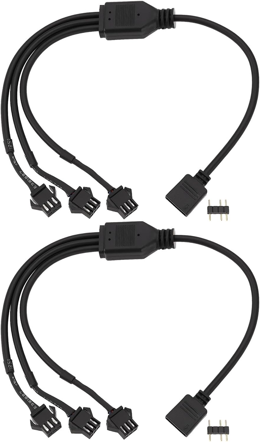 Ecsing 2Pcs 5V 3Pin ARGB Female to SM Female Adapter Cable 1 to 3 ARGB Split Cable 30CM for PC LED Strips 5 V ARGB Fan Computer Chassis image number 6