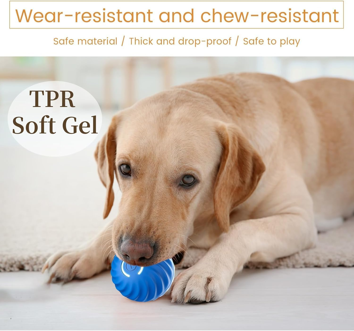 Interactive Dog Ball Toys, Active Rolling Ball for Indoor Dogs Cats with Motion Activated USB Rechargeable, Moving Bouncing Ball Pet Puzzle Toy (Blue) - Orange A image number 5