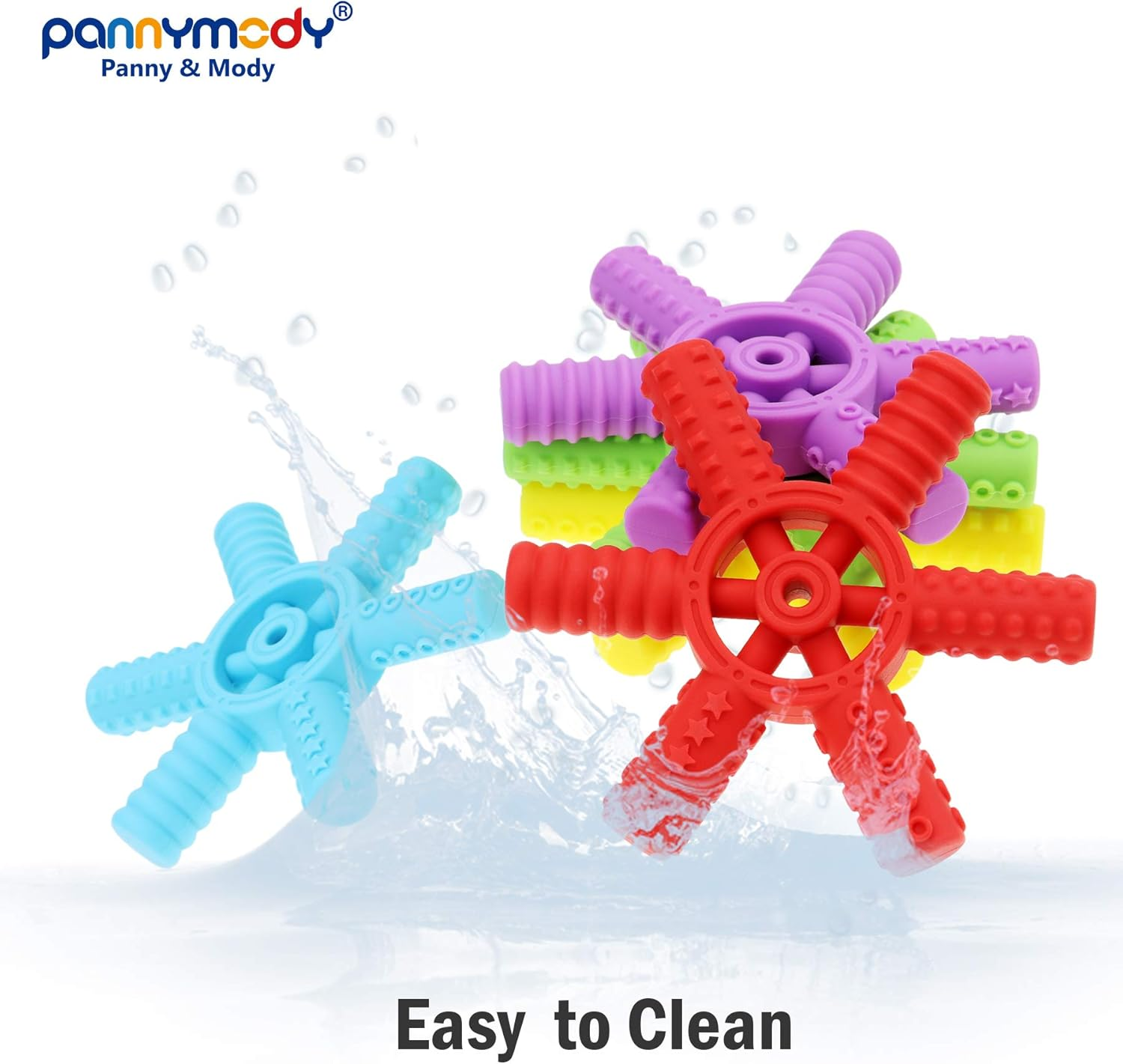 Panny & Mody Silicone Rudder Teether, Sensory Chew Toy with 6 Different Textures, Perfect Chewable Toys for Kids Boys and Girls with ADHD, SPD, Teething, Autism, Biting Needs(Green)