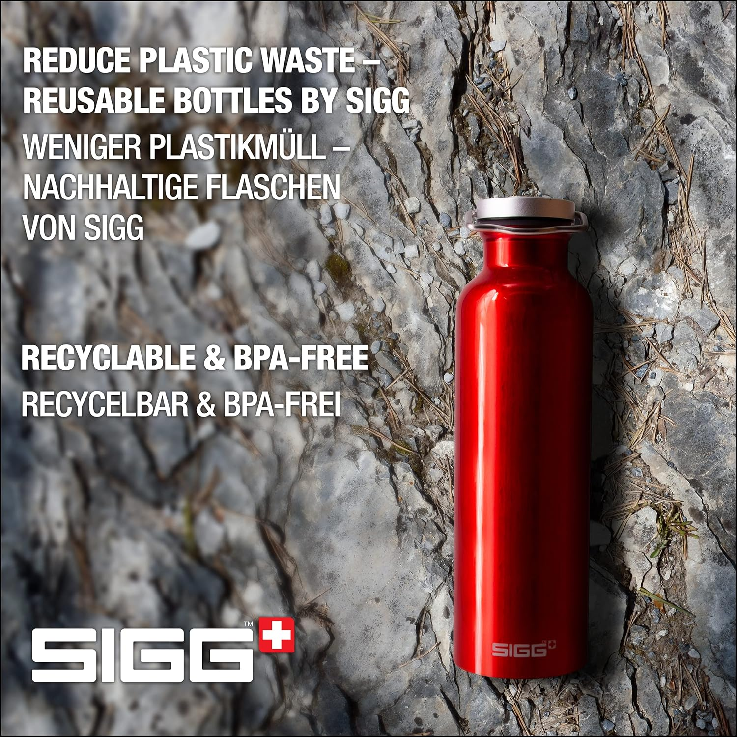 SIGG Original Red Water Bottle (0.75 L), Pollutant-Free and Leak-Proof Metal Bottle, Lightweight and Sturdy Aluminium Bottle with Screw Cap - Aluminum image number 7