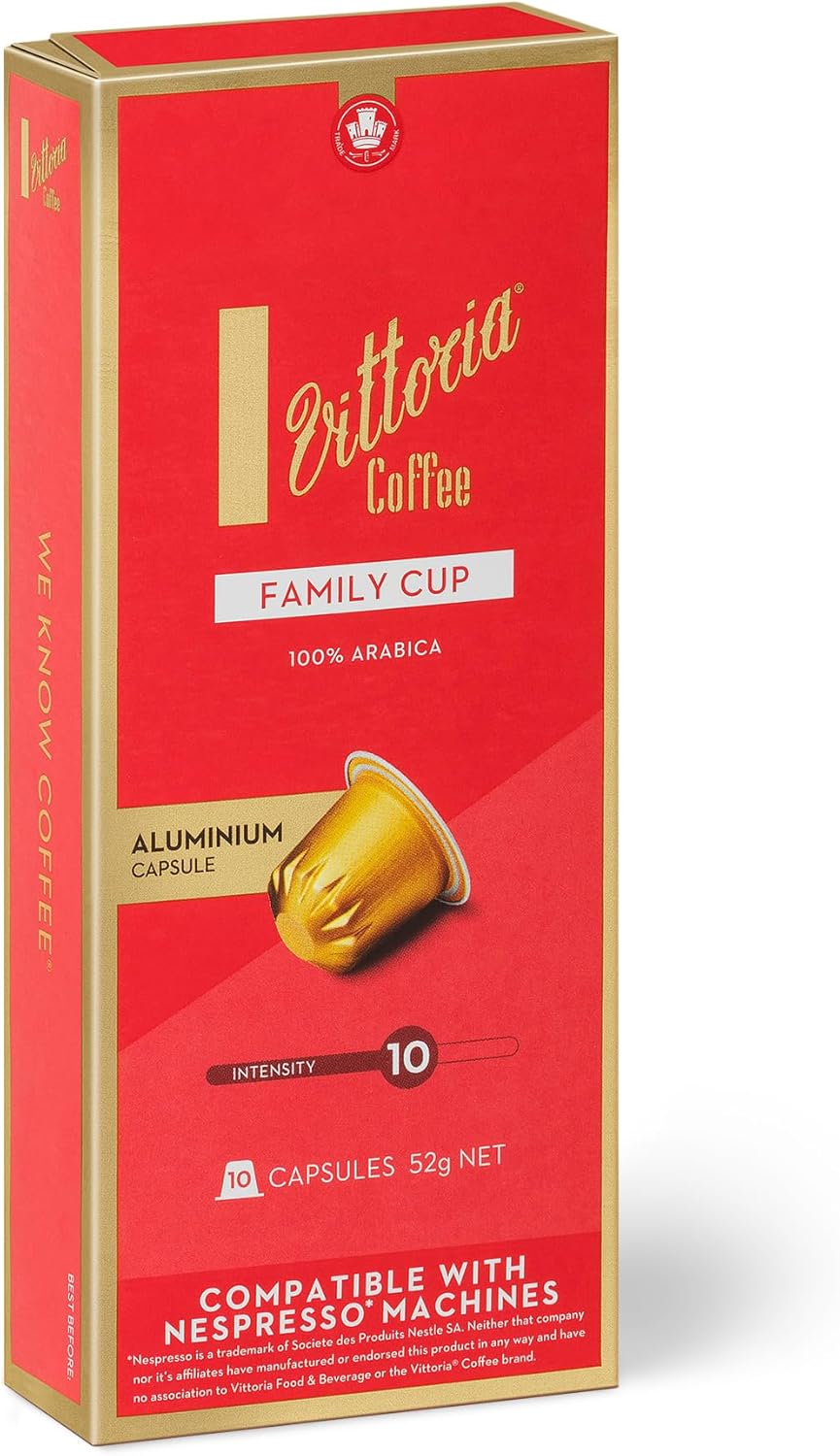 Vittoria Coffee Family Cup 100% Arabica Nespresso Compatible Aluminium Capsules 52 G (6 Packs X 10 Pods) image number 5