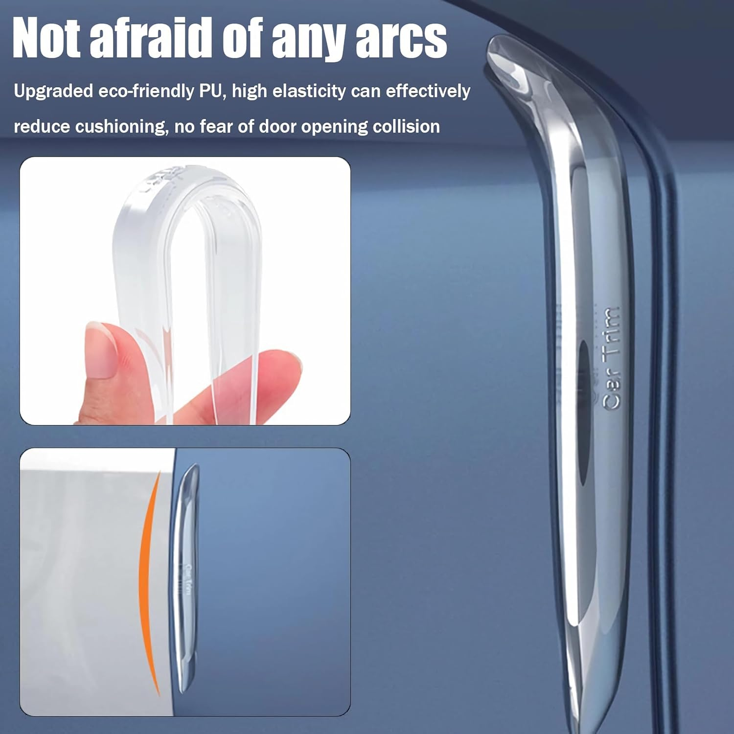 Door Protector Edge Guards, Anti-Scratch Trim Strip with Self Adhesive for Car Decor, Universal Exterior Edge Guard for Cars Trucks Suvs (Transparent) - White image number 5