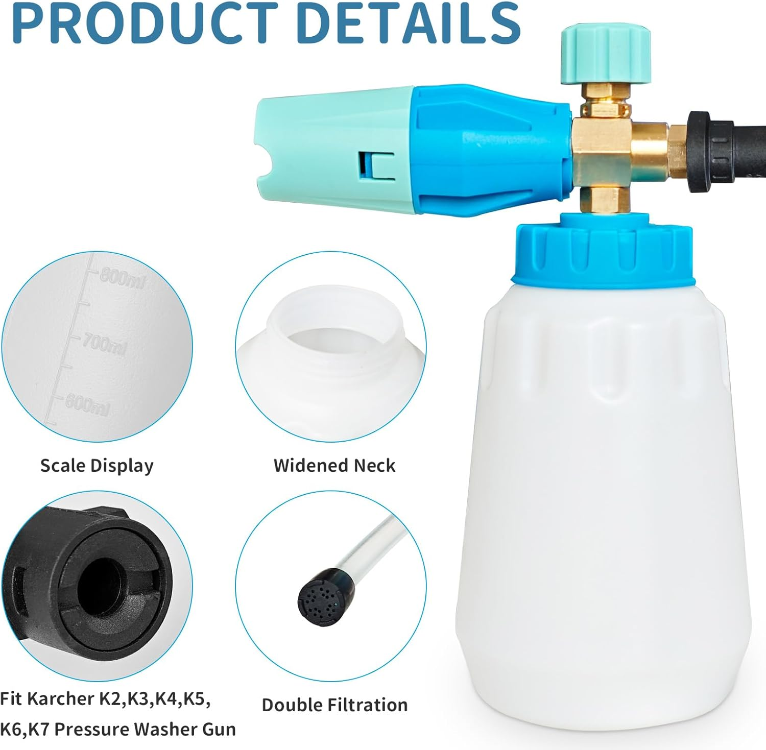 Snow Foam Cannon 1 Liter Adjustable Snow Foam Lance for Karcher K2 K3 K4 K5 K6 K7 Pressure Washer image number 4