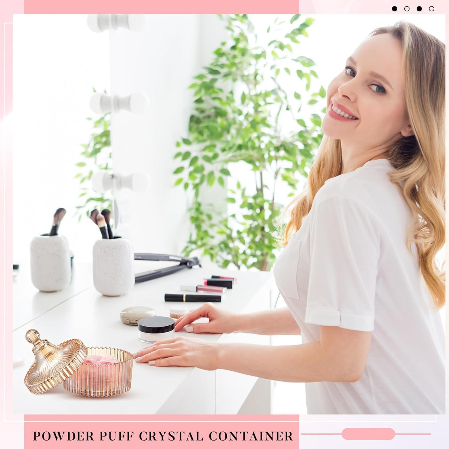 Large Body Powder Puff with Clear Crystal Case &ndash; Soft Washable & Reusable Velour Puff for Wet/Dry Makeup image number 1