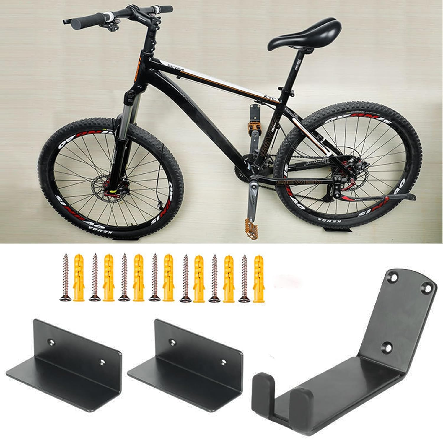 YMAISS 2Sets Bike Pedal Hanger Wall Mount, Heavy Duty Horizontal Bike Rack, Bicycle Pedal Hook with Bike Tire Support Brackets with Screws for All Types of Bikes in Garage Shed Bicycle Storage Etc image number 4
