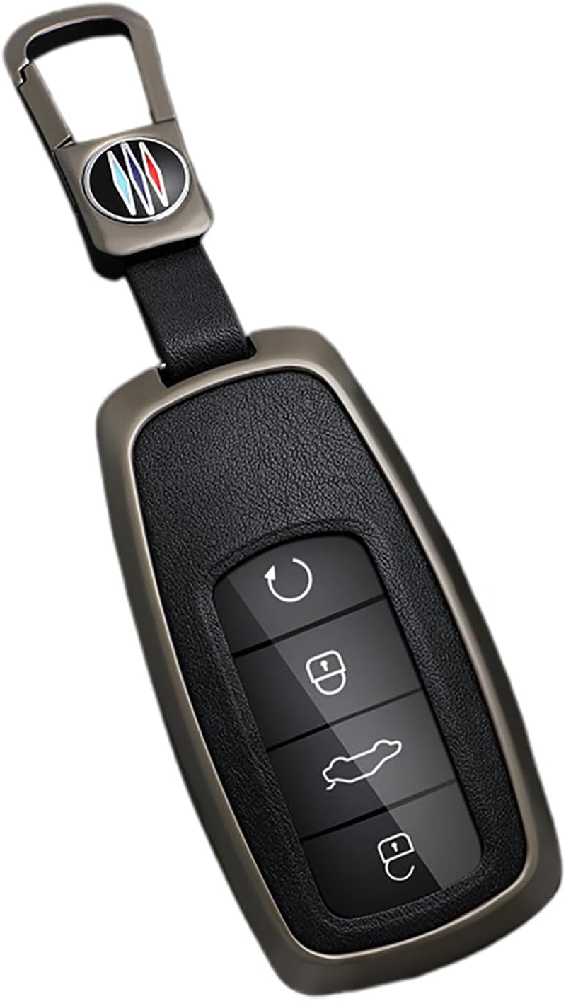 Ontto Alloy Car Key Fob Cover Fit for Chery Tiggo 8 Pro plus New 5 plus 7 Pro Tiggo 7 Pro Max Omoda 5 C5 Key Holder Smart Leather Key Case Shell Bag Keyring Keychain Auto Styling Accessories Black 3