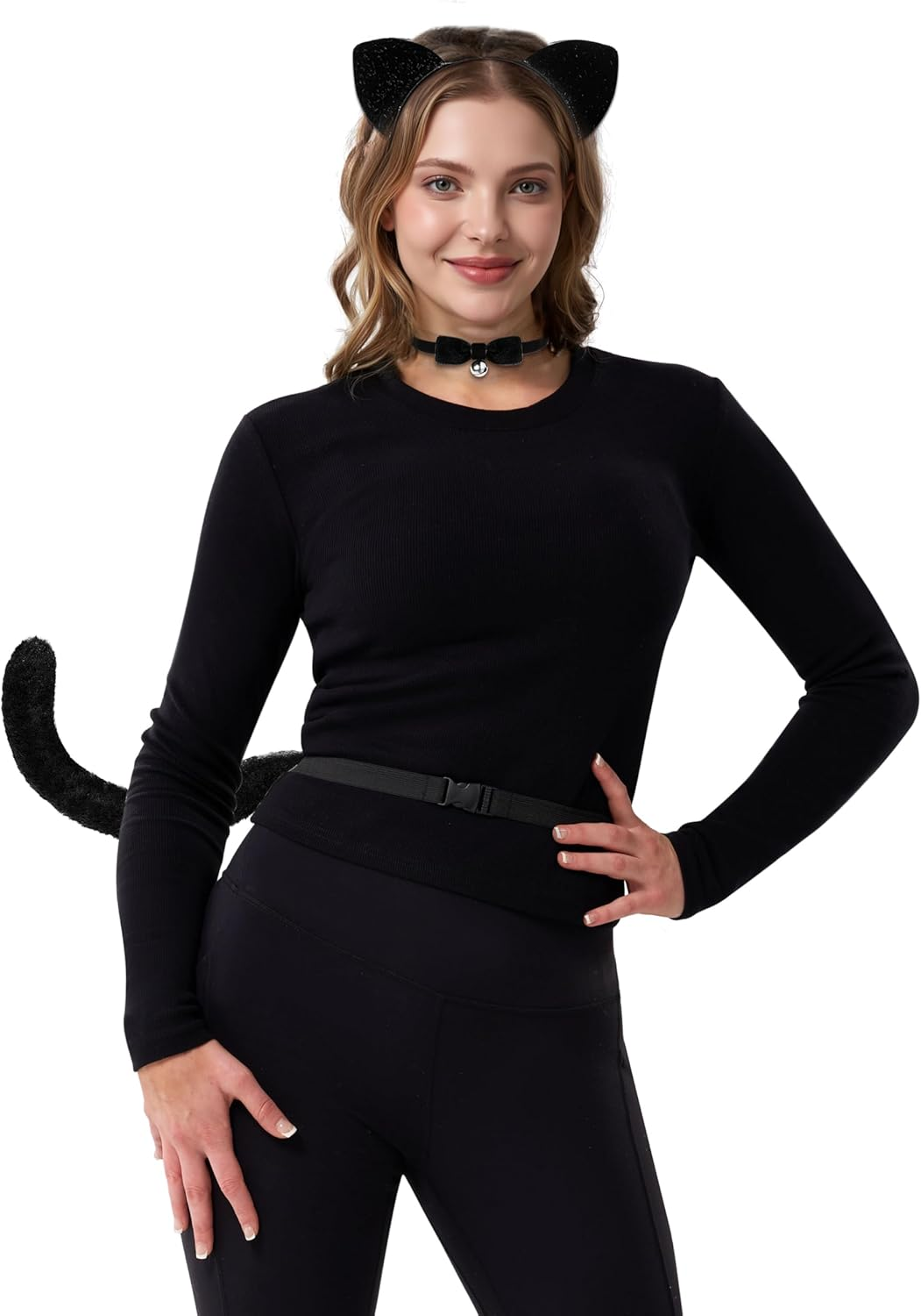 Spooktacular Creations Halloween Black Cat Dalmatian Fox Costume Accessories Set with Ears Headband with Choker Bow Tie Tail image number 2