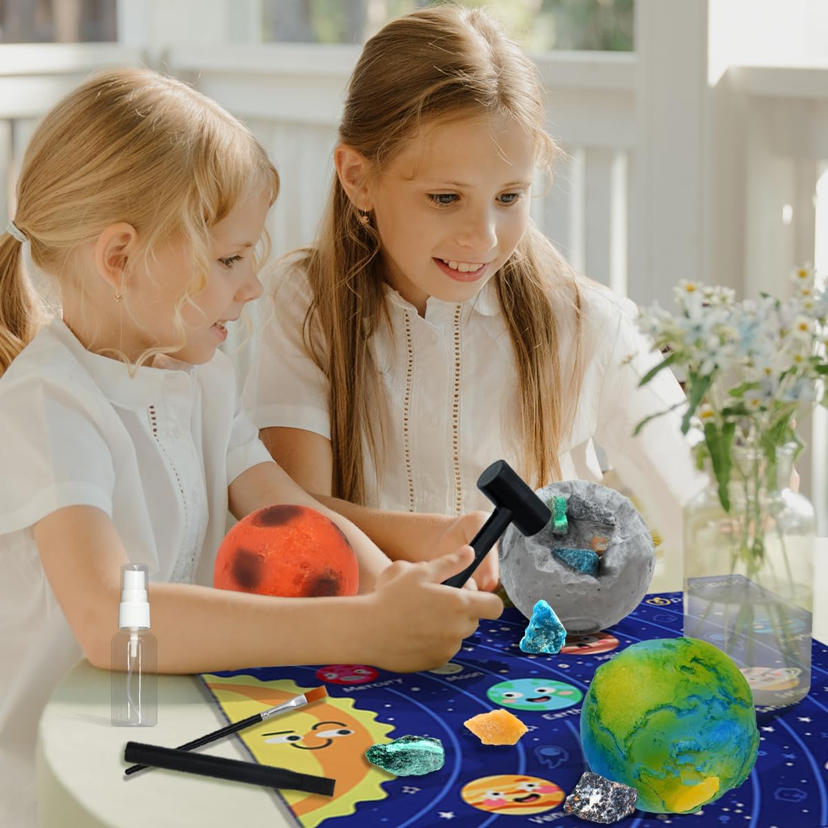 Gemstone Dig Kit, Dig up 15 Rocks & Minerals from Earth Moon Mars, Solar System Planets Geology Science Set, Space Rock Mining Toys for Kids, STEM Toy for Boys & Girls Age 6-8-12 image number 6