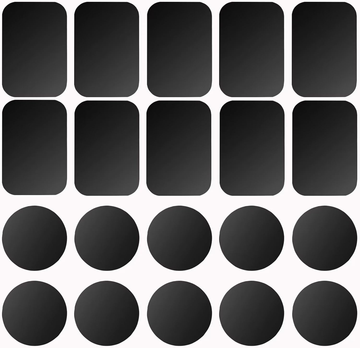 Pau1Hami1Ton Adhesive Thin Metal Plates(Compatible with Magnetic Mounts),4 Piece Metal Plates for Phone Case,(2 Rectangle and 2 Round) S-07N(Black+Silver)