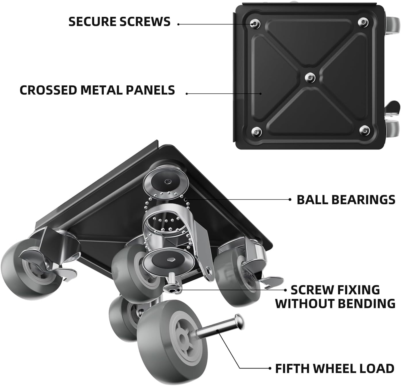 Furniture Dolly,Furniture Mover Pro Set,Furniture Lifter with 5 360&deg; Rotatable Rubber Universal Wheels，Carbon Steel Panel Furniture Movers，Maximum Load 2000LBS. image number 2
