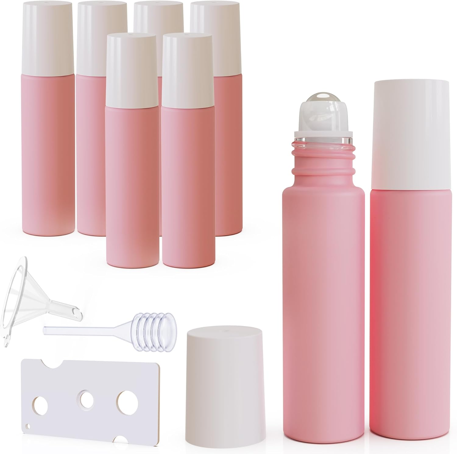 Jagolain 8 Pack 10Ml Roller Bottles for Essential Oils, White Glass Roll on Bottles, Refillable Perfume Bottle, with Stainless Steel Roller Balls