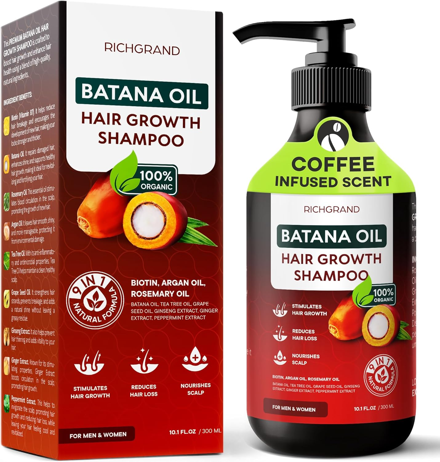 Batana Oil Shampoo for Hair Growth - Routine Shampoo for Thinning Hair for Women & Men - 9-In-1 Natural Hair Loss Shampoo with Biotin, Rosemary Oil - Thickening Hair Treatment & Regrowth image number 3