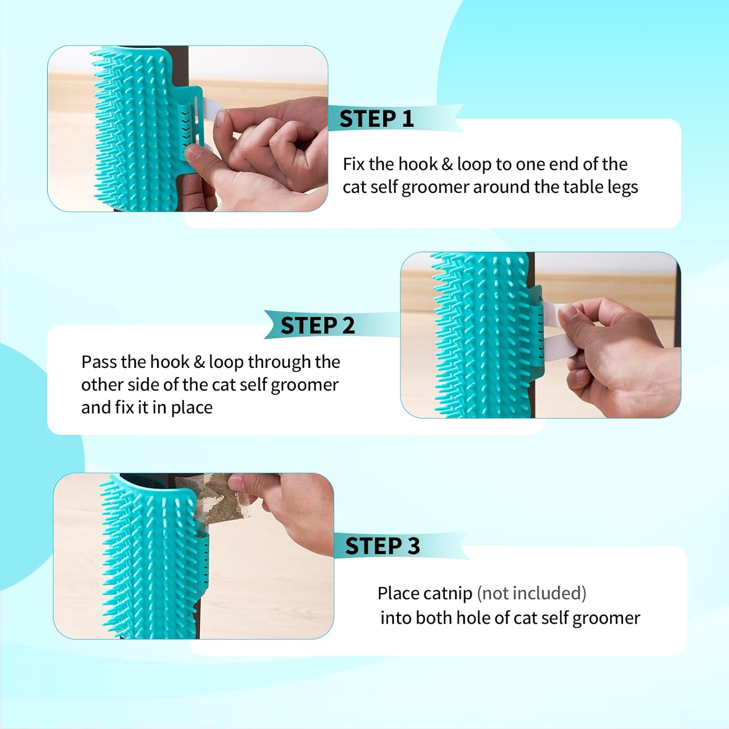 2 Pack Cat Self Groomer, Rubber Table Corner Face Wall Scratcher, Soft Pet Chin Head Grooming Brush Comb for Indoor Kitten Puppy Relaxing Bathing Cleaning, Gray - Green image number 3