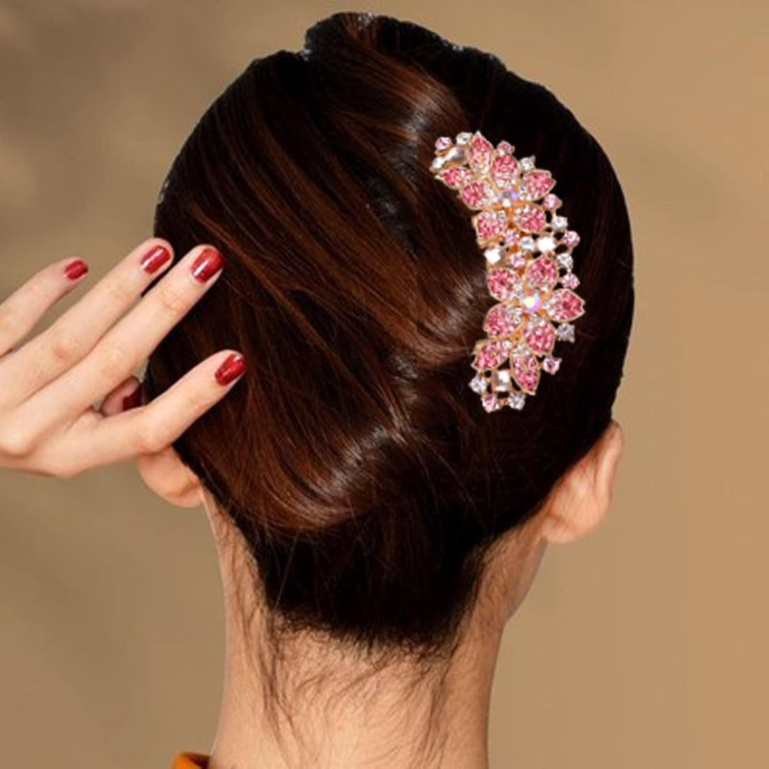 2 Pieces Flower Hair Combs Bridal Wedding Hair Crystal Rhinestones Ladies Hair Side Combs Hair Accessories for Women image number 4