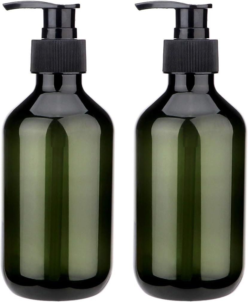 Sdoot Pump Bottle, 10Oz 300Ml Shampoo Pump Bottles Empty Lotion Bottles with Pump Dispenser, 2 Pack-Green