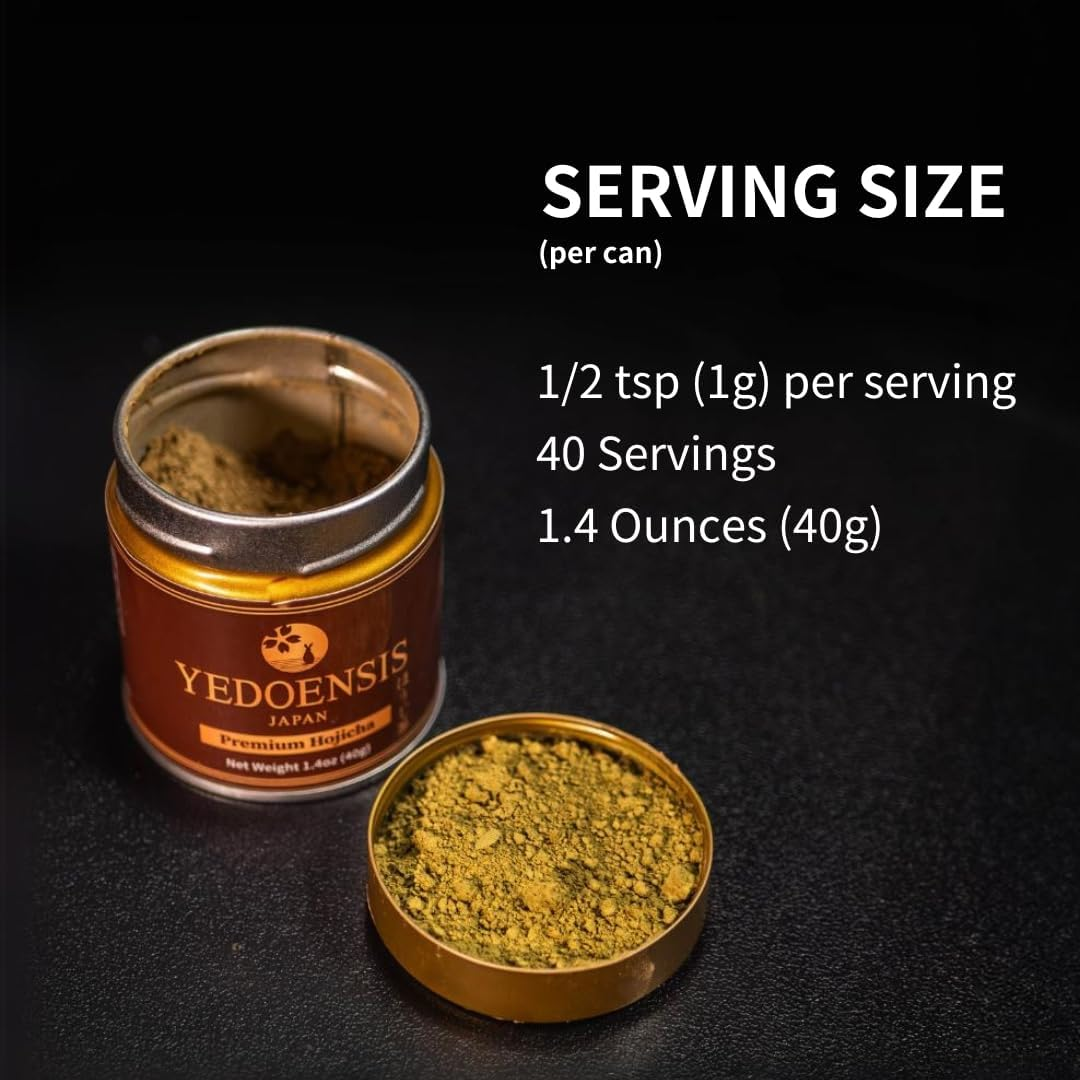 YEDOENSIS Premium Hojicha - Authentic Japanese Roasted Green Tea Powder (40G Tin) image number 5