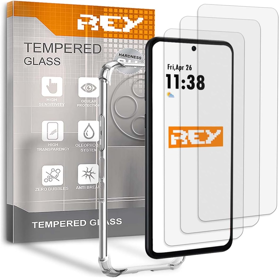 REY Transparent Silicone Case TPU Anti-Shock for TCL 50 NXTPAPER 5G - 50 PRO NXTPAPER 5G, Mobile Phone Case Premium Scratch-Resistant TPU Transparent Protective Case Anti-Shock image number 3