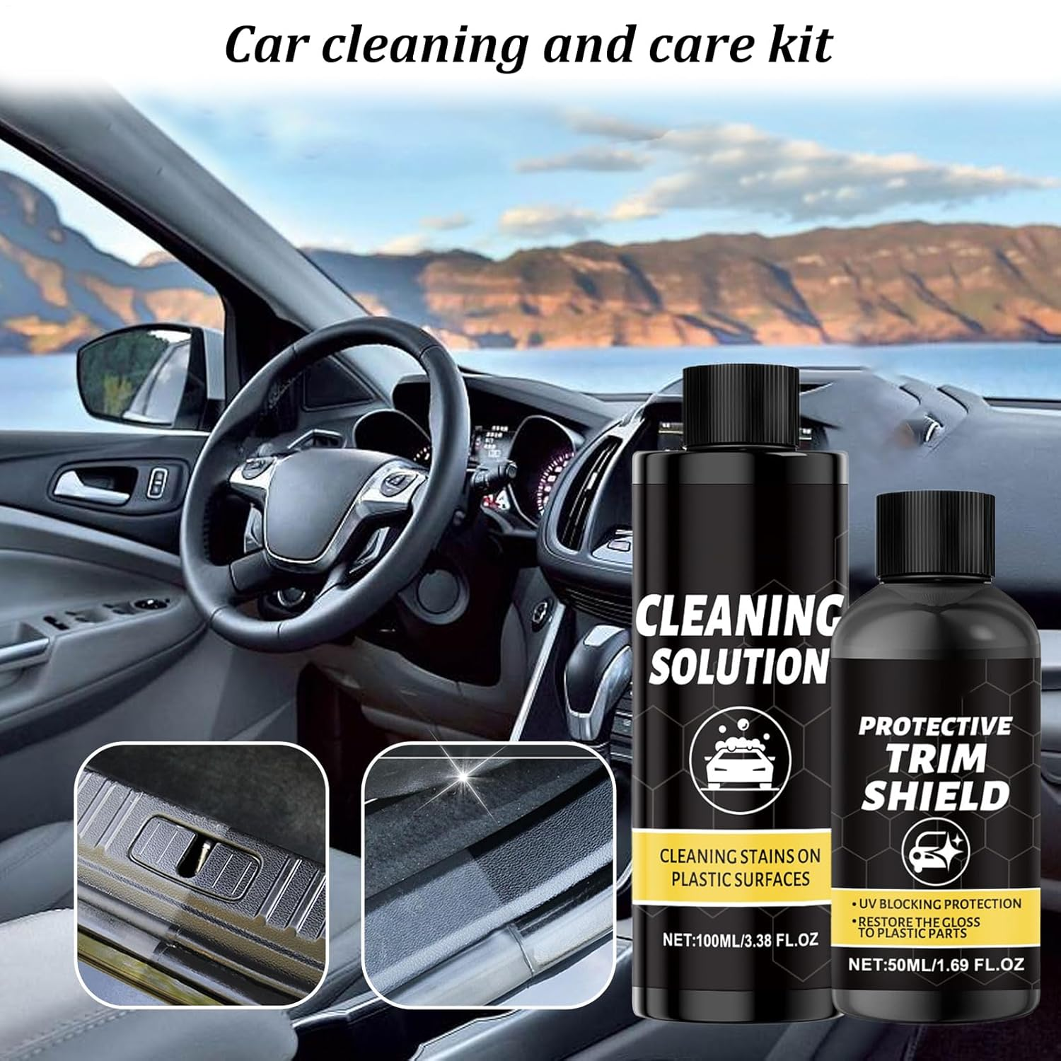Trim Shine for Car, Vehicle Detailing Renovation Kit, Scratch-Resistant Car Trim Cleaning and Care Kit for Garage RV Repair Shop Dashboard Automotive SUV Truck image number 6