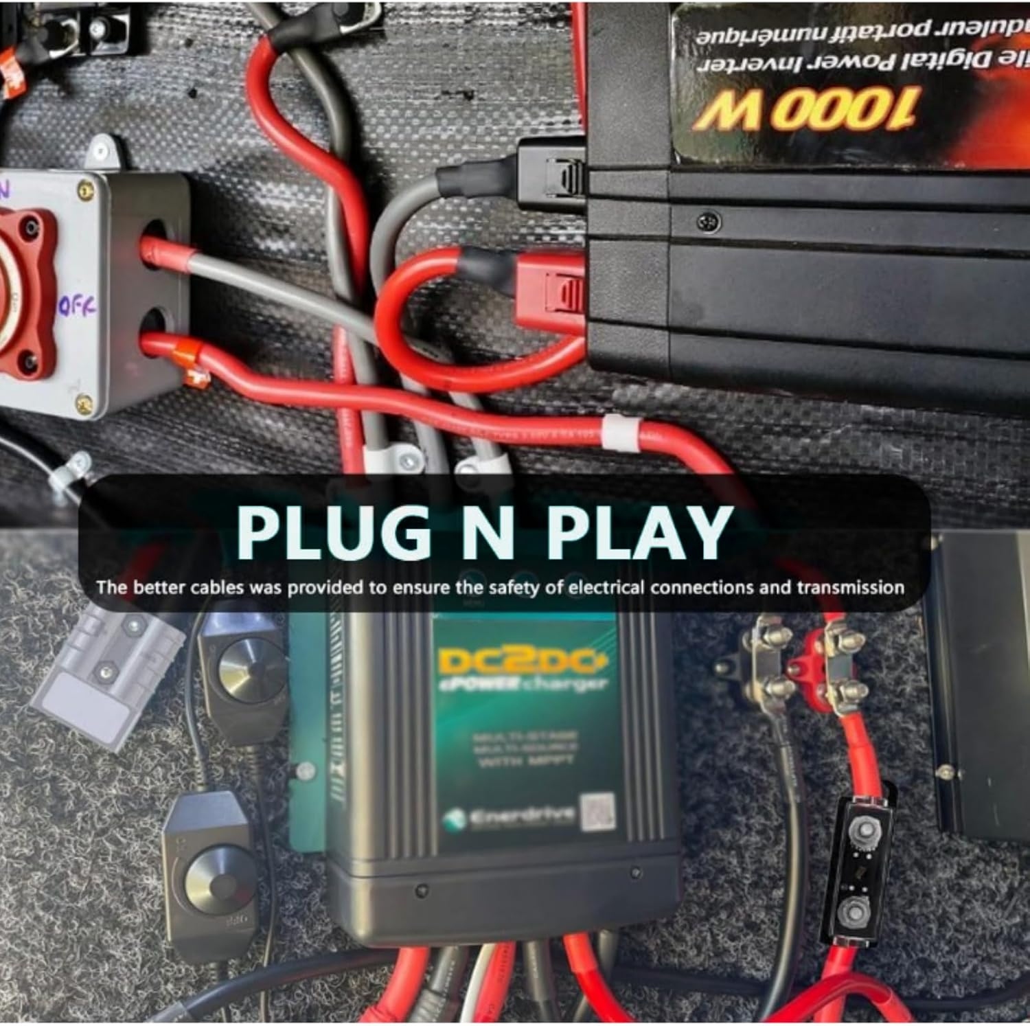 60CM 50A Fused 6AWG Anderson Connector to Battery Terminal Lug,O-Ring,Heavy Duty 13.5Mm&sup2; Pure Copper for Solar,Battery Box (Dia.Ad-6Mm Eyelets-Fused) image number 4