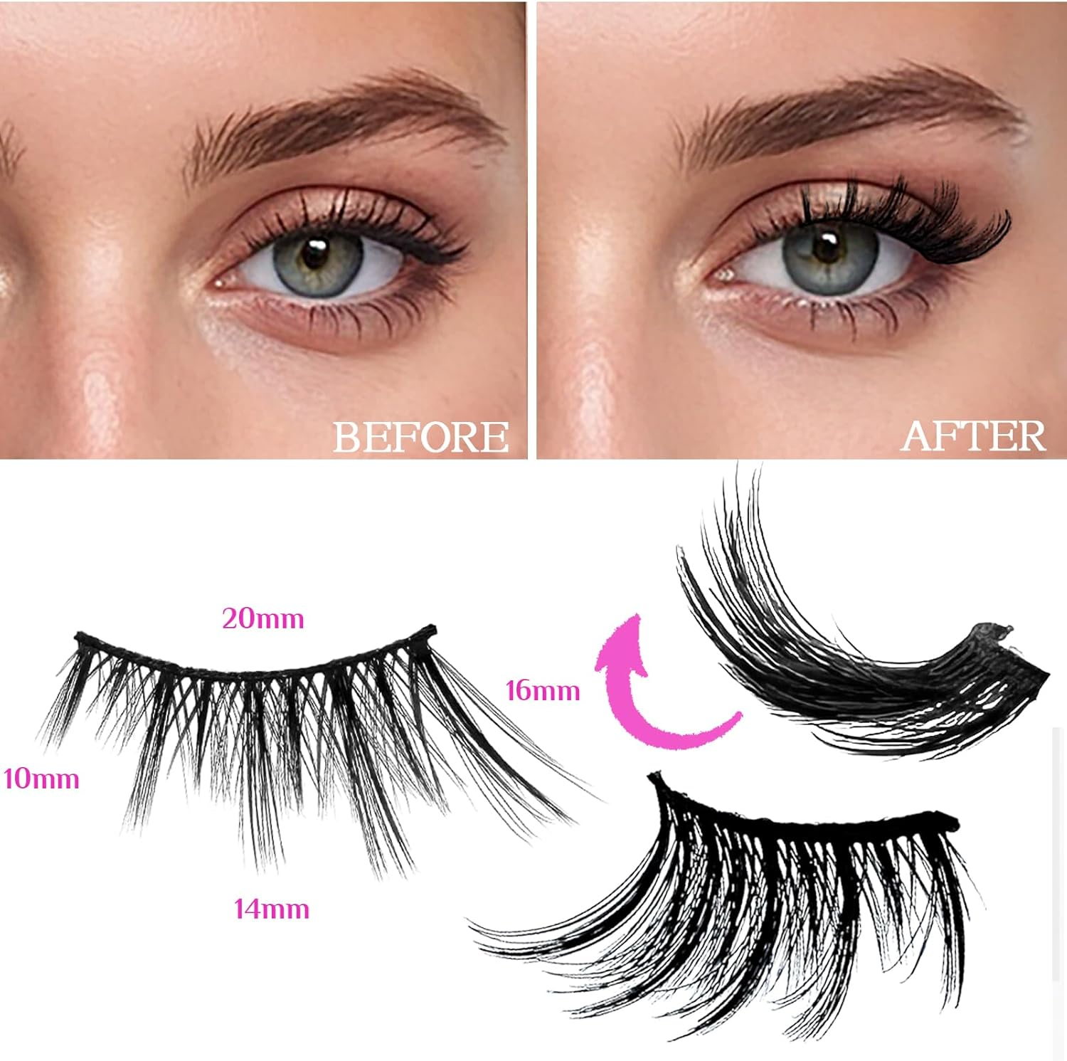 Half Lashes Natural Look Cat Eye 16 Mm Wispy Thin Band Manga Lashes 10 Pairs False Eyelashes Cateye Half Eyelashes image number 4