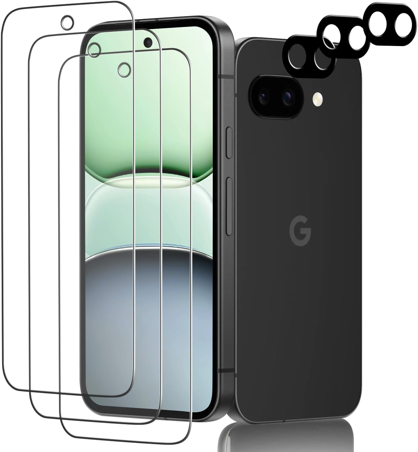Slanku [3+3 Pack] Screen Protector for Google Pixel 9 and Camera Lens Protector, Fingerprint Compatible, 9H Tempered Glass Film, anti Scratch, No Bubbles