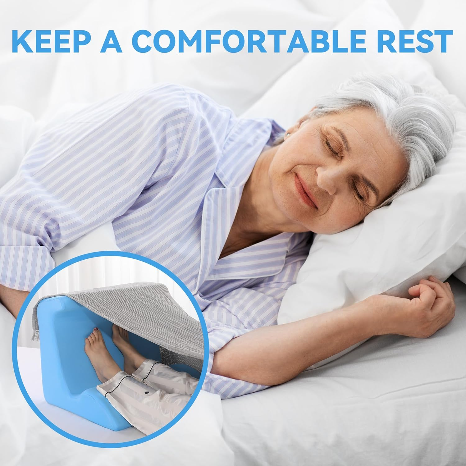 ROYALAY Blanket Lifters for Foot of Bed, Leg Elevation Pillows for after Surgery, Foot Pillows for Elevation While Sleeping, Foot Surgery Recovery Supplies for Foot, Ankle, Leg, Knee, Toes Pain