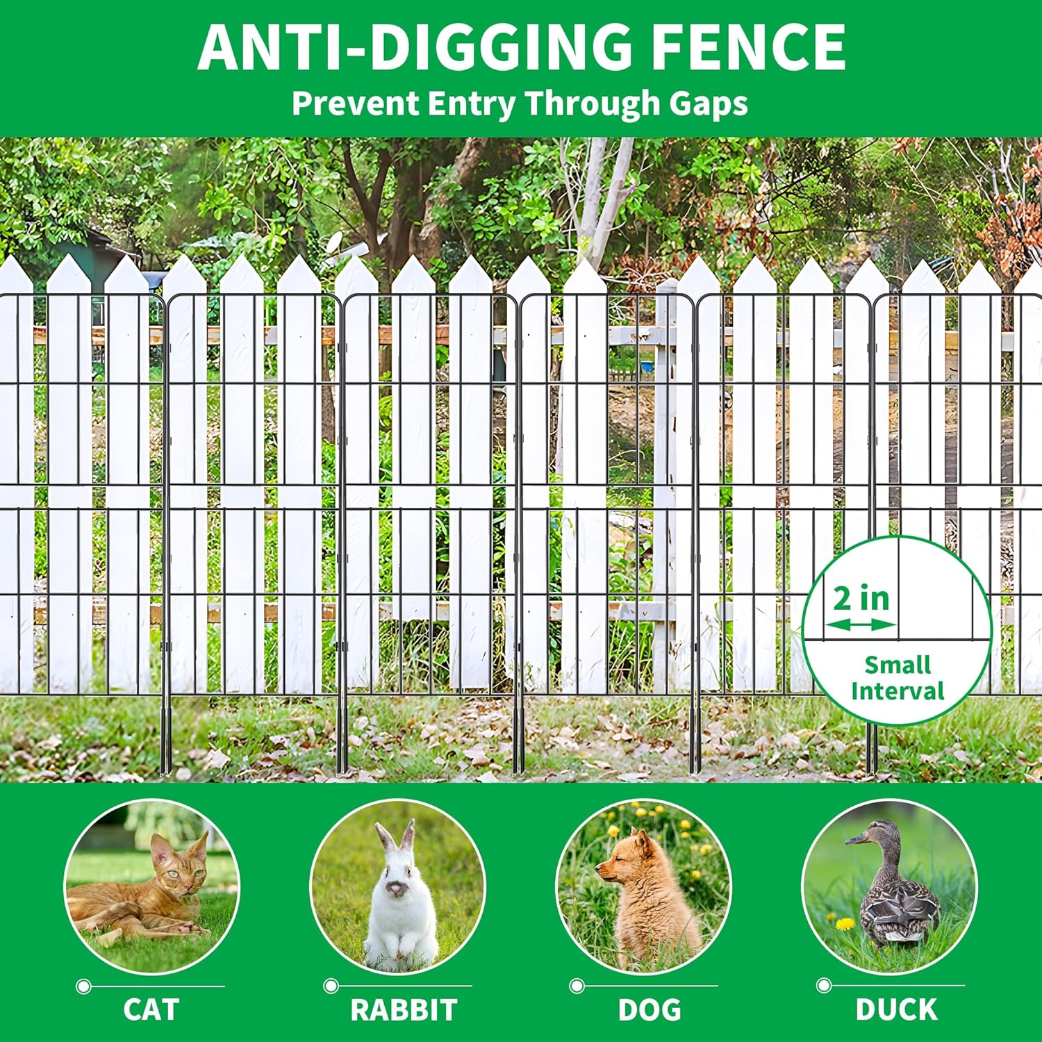 10 Pack Decorative Garden Fence Fencing, 92Cm (H) X 3.3M (L) Rustproof Metal Wire Panel Border Animal Barrier for Dog, Flower Edging for Yard Landscape Patio Outdoor Decor, Square image number 1